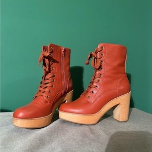 Charlotte Stone Lace Up Echo Boots Leather